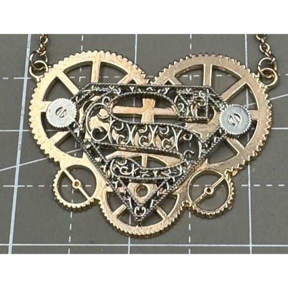 Steampunk Superman Gear Pendant Necklace - Picture 2 of 5